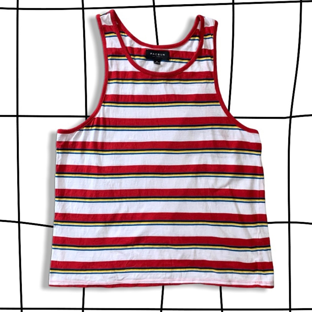 Men’s multi stripe tank size m